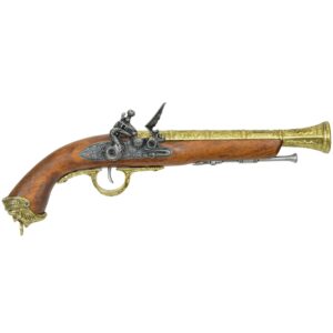 Декоративный пистолет PRE-1898 FLINTLOCK (Пиратский пистоль Флинтлок, Италия, 18 век, латунь) (1031/L)