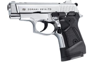 Газовый пистолет ZORAKI Мод. 2914-TD SHINY CHROME (к.-бр: 9мм P.A.)(14-зарядный)(футляр)