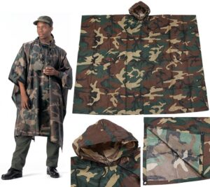 Пончо ROTHCO Мод. G.I. PLUS NYLON Rip-Stop (Woodland Camo)